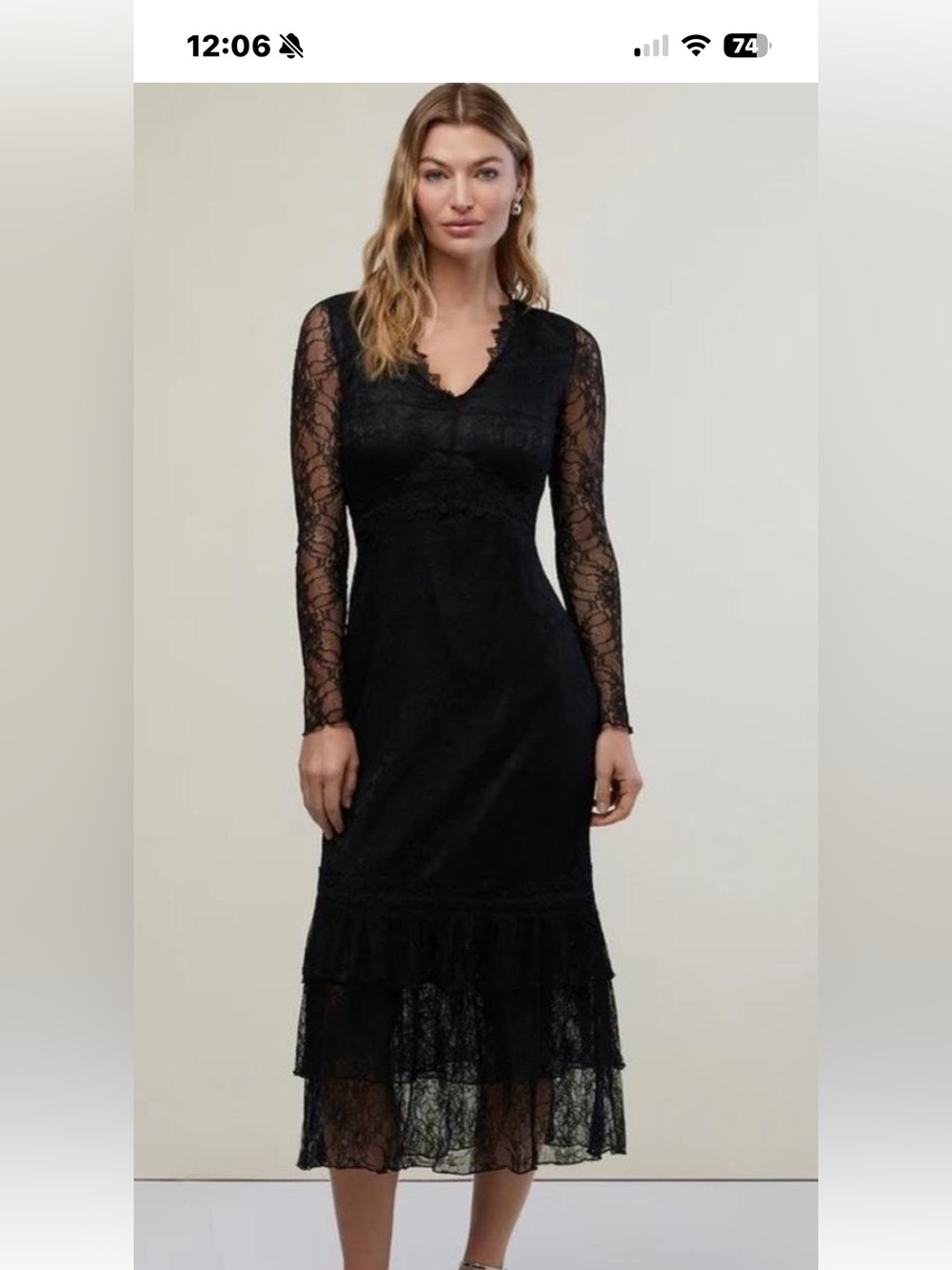 Rachel Parcell Black Lace Long-Sleeve Midi Dress